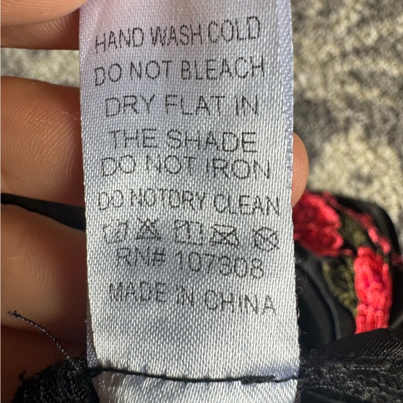 Forever 21 Black Bralette Crop Top with Red Floral Embroidery - Picture 7 of 10